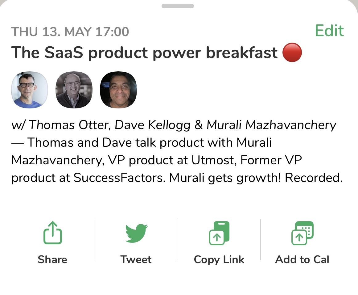 SaaS product power breakfast invite.